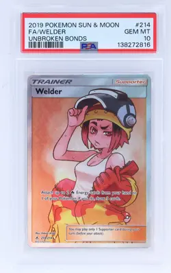 2019 Pokemon Sun And Moon Unbroken Bonds Welder #214 PSA 10 Gem Mint Full Art - Image 1