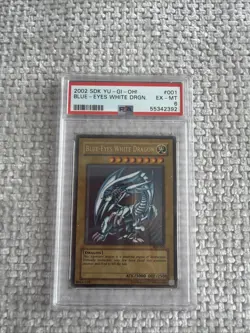 2002 YU-GI-OH! STARTER DECK: KAIBA #001 BLUE-EYES WHITE DRAGON A - E PSA 6 - Image 1