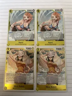 4x playable One Piece Nami OP15-108 R & Nico Robin OP15-109 R - Image 1