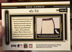 2003 PLAYOFF PIECE OF THE GAME ROD CAREW GAME-WORN PANTS /50 - Image 2