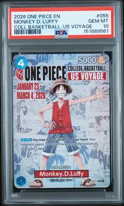 One Piece Monkey D. Luffy 2026 College Basketball US Voyage #055 English PSA 10 - Image 1