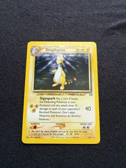 Ampharos Pokemon TCG Neo Genesis Holo Card 1/111 Unlimited Rare LP Condition - Image 1
