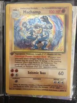 1999 Pokemon TCG Machamp Holo Rare Base Set 8/102 First Edition - Image 2