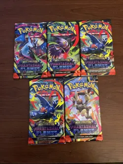 Lot of 5 Pokemon Mega Evolution Phantasmal Flames Booster Pack Factory Sealed - Image 1