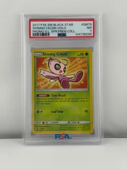 2017 POKEMON SM BLACK STAR PROMO SHINING CELEBI #SM79 PSA 7 - Image 1