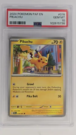 2024 POKEMON PAF EN-PALDEAN FATES #018 PIKACHU PSA 10 - Image 1