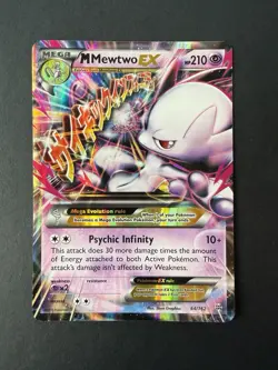 Pokemon M Mega Mewtwo EX Ultra Rare Holo TCG Card 64/162 XY Breakthrough - Image 1