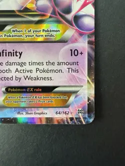 Pokemon M Mega Mewtwo EX Ultra Rare Holo TCG Card 64/162 XY Breakthrough - Image 3