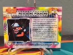 1999 Topps Pokemon the First Movie Rescuing Pikachu Silver Foil #30 Blue Logo - Image 2