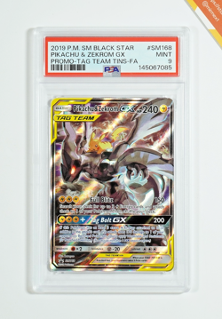 Pokemon PSA 9 Pikachu & Zekrom GX #SM168 Tag Team Tins Promo 2019 English - Image 1