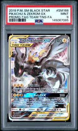 Pokemon PSA 9 Pikachu & Zekrom GX #SM168 Tag Team Tins Promo 2019 English - Image 2