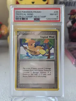 2004 Pokemon Promo Tropical Wind World Champ.-No Stamp PSA 8 - Image 1