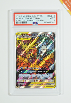 Pokemon PSA 9 Moltres, Zapdos & Articuno GX #SM210 FA ETB Promo 2019 Italiano - Image 1