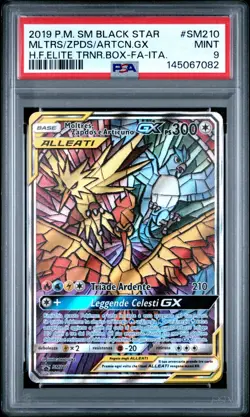 Pokemon PSA 9 Moltres, Zapdos & Articuno GX #SM210 FA ETB Promo 2019 Italiano - Image 2