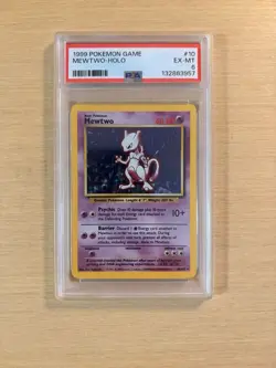 1999 Pokemon TCG Game Mewtwo HOLO Base Set 10/102 PSA 6 - Image 1