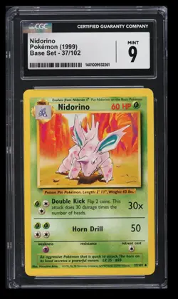 1999 Pokemon Base Set Nidorino CGC 9 English #37/102 Stage 1/Uncommon - Image 1