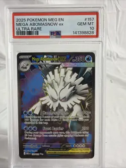 2025 POKEMON MEG EN-MEGA EVOLUTION ULTRA RARE #157 MEGA ABOMASNOW EX PSA 10 - Image 1
