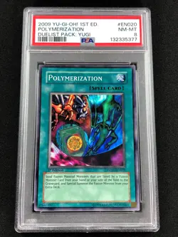 Yugioh 2009 Polymerization 1st DPYG-EN020 PSA 8 Super Rare - Image 1