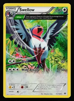 Swellow 72/108 Holo Rare XY Roaring Skies Pokemon Card - Image 1