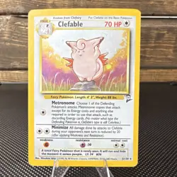 Pokemon Clefable 5/130 Base Set 2 Holo Rare 70 HP Stage 1 Card 2000 English - Image 1