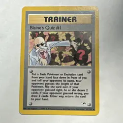 Pokemon Blaine's Quiz #1 97/132 Gym Heroes Rare Trainer Unlimited English Card - Image 1