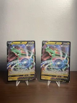 Pokemon SWSH Crown Zenith Rayquaza v Ultra Rare Holo Card 100/159 Lot Of 2 NM - Image 1