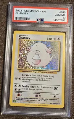 Pokemon 2023 English Trading Game Chansey Gem Mint Holo Card CLV 015 PSA 10 - Image 1