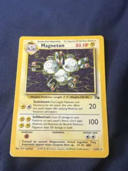 Magneton 11/62 Fossil Holo wotc Pokemon card played - Image 5