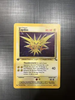 Pokemon Zapdos Holo Rare Fossil 1st edition 15/62 - Image 1