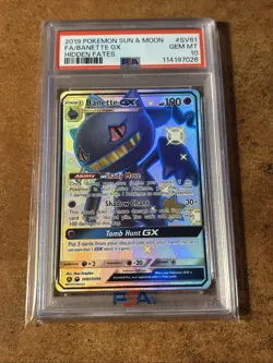 PSA 10 BANETTE GX POKEMON SUN & MOON HIDDEN FATES #SV61 SHINY FULL ART GEM MINT - Image 1
