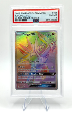 POKEMON ULTRA PRISM DIALGA GX #164 SECRET RARE - PSA 8 - Image 1
