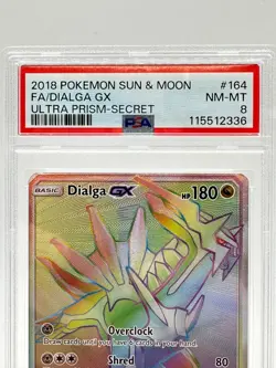 POKEMON ULTRA PRISM DIALGA GX #164 SECRET RARE - PSA 8 - Image 2