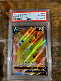 POKEMON 2022 SWSH Brilliant Stars Full Art PIKACHU V #157 PSA 10 Gem Mint RARE - Image 1