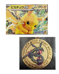 Pokemon Card Pikachu ex Jumbo Promo +Rayquaza Medal JR Stamp Rally 2025 Japan - Image 2