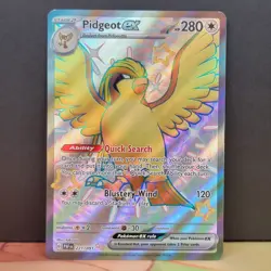 Pidgeot EX 221/091 Paldean Fates Shiny Ultra Rare Full Art Pokemon - Image 1