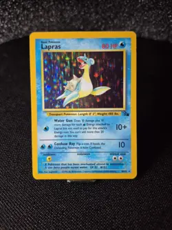 Pokemon TCG Lapras Fossil Holo Unlimited Rare Card 10/62 Vintage WOTC - Image 1