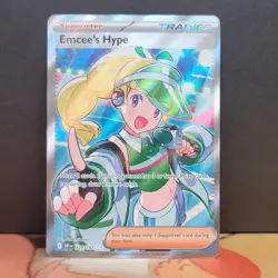 Emcee's Hype 220/182 Destined Rivals Ultra Rare Full Art Supporter Pokemon - Image 1