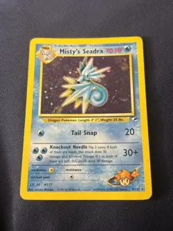 Misty's Seadra 009/132 Gym Heroes Holo wotc Pokemon card played - Image 1