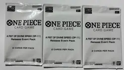 3 Pack Lot of One Piece Card Game Fist of Divine Speed OP-11 Release Event Pack - Image 1