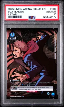 2025 UNION ARENA EX/JJK EN #006 GEM MT YUJI ITADORI PSA 10 1 STAR - Image 1