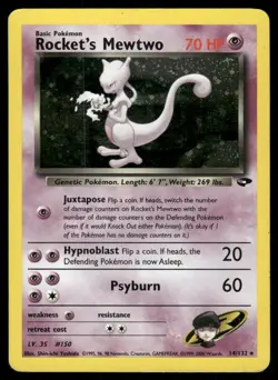 Pokemon Cards Rocket's Mewtwo 14/132 Unlimited Gym Challenge Holo Rare MP - Image 1