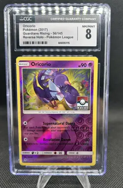 Pokemon Card Guardians Rising Oricorio 56/145 Reverse Holo League Promo CGC 8 - Image 1