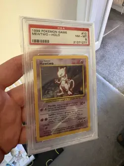 1999 Pokemon Base Set Mewtwo Holo Card #10/102 PSA-8 Graded - Image 1