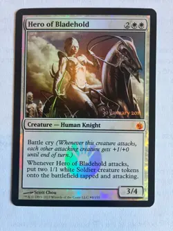 Hero of Bladehold Prerelease Foil Mirrodin Besieged 2011 Magic The Gathering NM - Image 1
