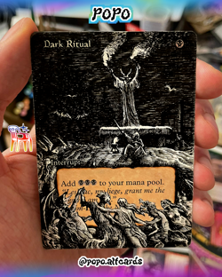 MTG Dark Ritual / La Danse du Sabbat - ALTERED ART -Hand Painted - popo.altcards - Image 3
