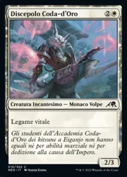 MTG Magic NEO Kamigawa Neon Dynasty - 1x ITA NM 015 C Discepolo Coda-d'Oro - Image 1