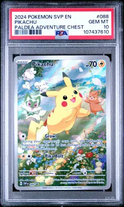 2024 POKEMON SVP EN-SV BLACK STAR PROMO PALDEA ADVENTURE CHEST PIKACHU PSA 10 - Image 1