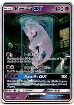 Mewtwo GX 78/73 Secret Rare Shining Legends Pokemon Damaged - Image 1