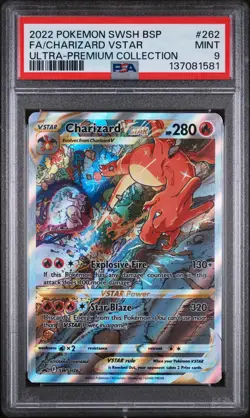 2022 POKEMON SWSH BLACK STAR PROMO #262 FULL ART/CHARIZARD VSTAR PSA 9 - Image 1