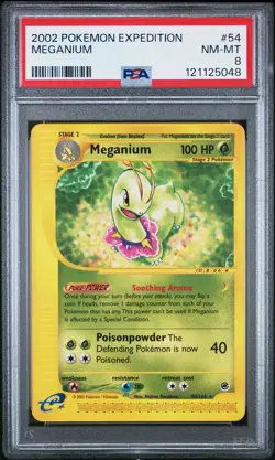 2002 POKEMON EXPEDITION #54 MEGANIUM PSA 8 - Image 1